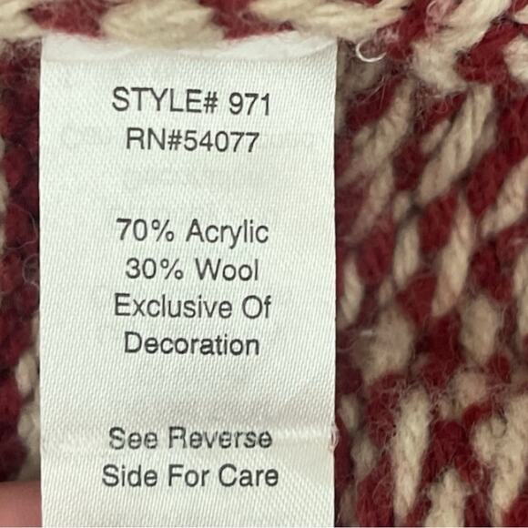 CAbi Red Ivory Fair Isle Nordic Shrug Cardigan Sweater 3/4 Sleeve 971 Size M - Picture 11 of 11